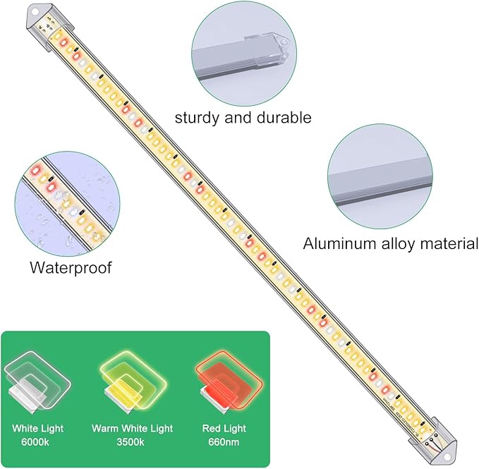 16" Plant Grow Light Strips, 120 LEDs Grow Lights for Indoor Plants Full Spectrum with 3/9/12H Timer & 10 Dimmable Levels, Sunlight Plant Growing lamp for Hydroponics Succulent 2 Heads