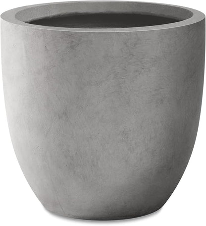 Kante 16.5" Dia Round Concrete Planter, Large Outdoor Modern Indoor Decorative Plant Pots with Drainage Hole and Rubber Plug for Home and Garden, Natural Concrete