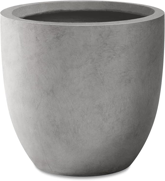 Kante 16.5" Dia Round Concrete Planter, Large Outdoor Modern Indoor Decorative Plant Pots with Drainage Hole and Rubber Plug for Home and Garden, Natural Concrete