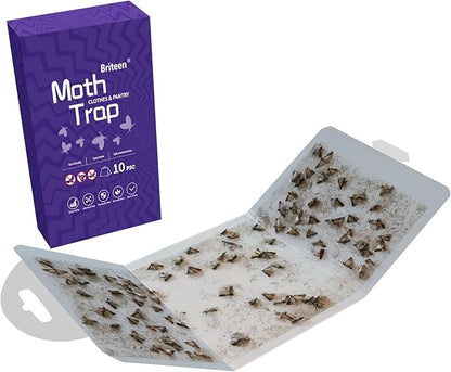 Pantry Moth Traps 10-Pack Safe and Effective for Food and Clothing- Glue Traps with Pheromones for Wool Closet Carpet Food and Cupboard K09