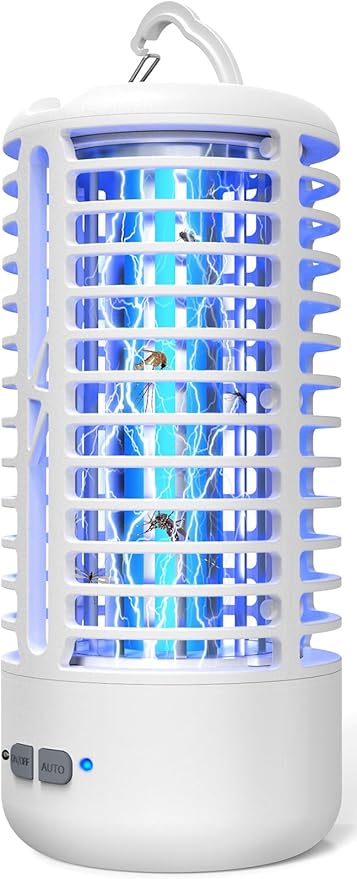 Rechargeable Bug Zapper（2 Pack）, Portable Electric Mosquito Killer for Indoor & Outdoor, Fly Trap for Camping, Patio, Garden, Kitchen, and Porch(White)