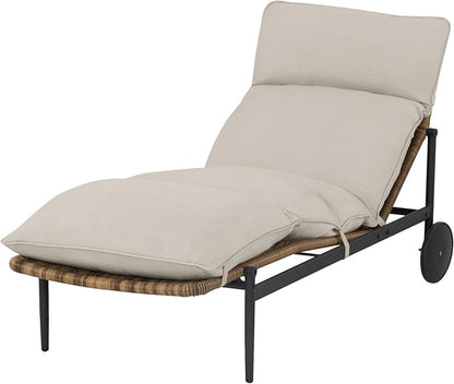 Chaise Lounge Chair Outdoor - PE Rattan Wicker Patio Pool Lounge Chair with Cushion and Wheels, Aluminum Waterproof Chaise Lounger for Poolside Backyard Deck Porch