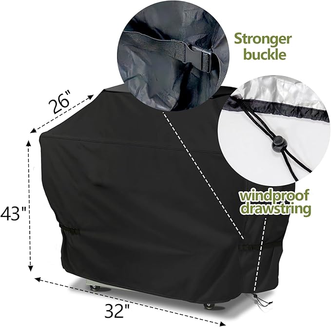 32 inch Grill Cover for Outdoor Grill,Upgraded Adjustable Buckle and Drawstring,Waterproof, Anti-UV, Rip-Proo,Suitable for Most Grills