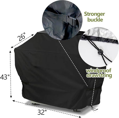 32 inch Grill Cover for Outdoor Grill,Upgraded Adjustable Buckle and Drawstring,Waterproof, Anti-UV, Rip-Proo,Suitable for Most Grills