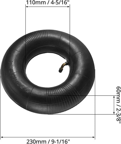 QWORK 4.10/3.50-4 Wheelbarrow Inner Tube, 4 Pack Replacement Inner Tubes, Bent Valve, for Lawn Movers, Hand Trucks