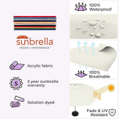 Midtown Umbrellas Push Pop Sunbrella Umbrella 8 Feet Outdoor Umbrella in Canvas Natural Acrylic Fabric - Patio Umbrella, Backyard Umbrella, Garden Umbrella, Picnic Table Umbrella & Pool Umbrella - Black Pole