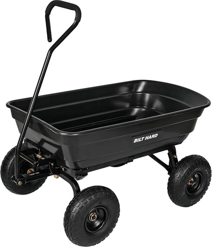 BILT HARD 600 lbs Poly Garden Dump Cart with 180° Rotating Handle, 4 Cu.Ft. Capacity Heavy Duty Wheelbarrow Garden Carts for Yard, Outdoor