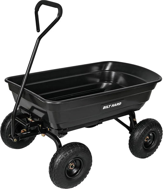 BILT HARD 600 lbs Poly Garden Dump Cart with 180° Rotating Handle, 4 Cu.Ft. Capacity Heavy Duty Wheelbarrow Garden Carts for Yard, Outdoor