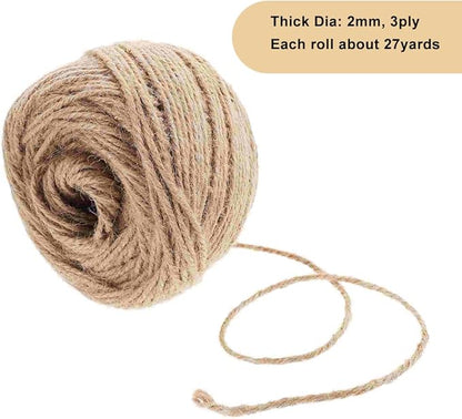 8 Color Jute Twine Natural Jute String 2mm 3 Ply Twine String, for DIY Artworks and Embellishments Crafts, Gift Wrapping, Picture Display and Gardening (656 Feet)
