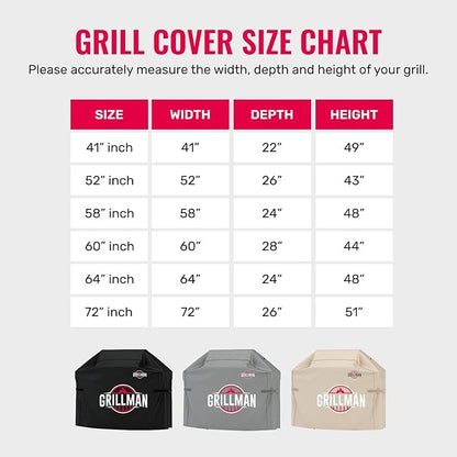 Grillman Grill Cover, BBQ Outdoor Grill Covers, Charcoal, Gas Grills, Waterproof, Rip-Proof, Weather-Resistant, Anti-UV, Barbecue Cover for Traegar 22/575 Series, Pro 22, Z, etc (Black, 41 Inch)