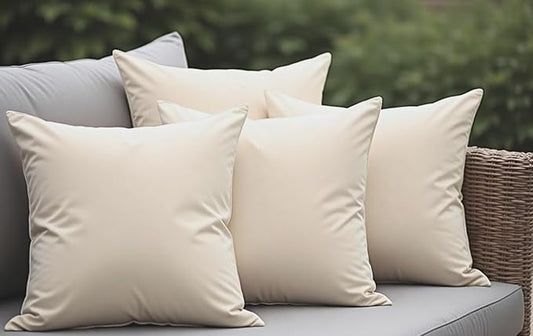18" x 18" Throw Pillows, Outdoor Waterproof Pillows with Inserts, Square Decorative Pillows for Patio Furniture Garden Couch Sofa Home(Light Khaki, Set of 4)