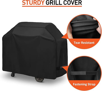 Arcedo BBQ Grill Cover 50 Inch, Heavy Duty Waterproof Barbecue Cover for Outdoor Grills up to 48 Inch Width, Suitable for Weber, Char Broil, Nexgrill Grills, etc, All Weather Protection, Black