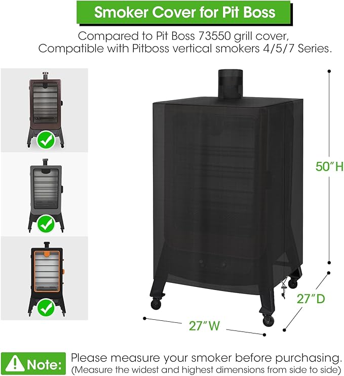 Vertical Smoker Cover Compatible with Pit Boss 4, 5, 7 Series, Waterproof Wood Pellet Grill Cover for Outside, Compared to Pit Boss 73550