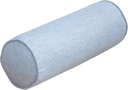 Indoor/Outdoor Bolster Pillows, 16x6 inches Solid Round Lumbar Cylinder Throw Pillows for Outdoor Furnitures, Set of 2, (Light Grey)