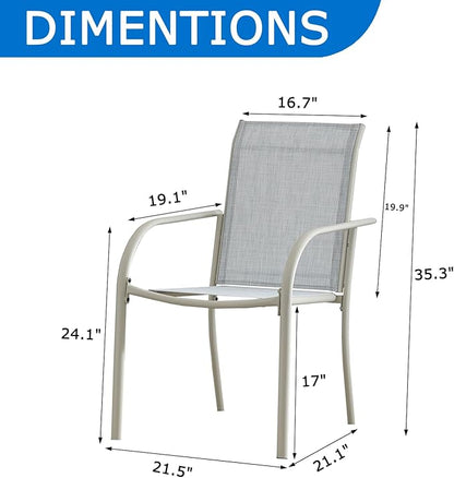 Outdoor Dining Chairs Set of 2, Stackable Patio Chairs with Textilene Fabric, Lightweight Garden Chairs for Poolside, Backyard, Camping, Beige