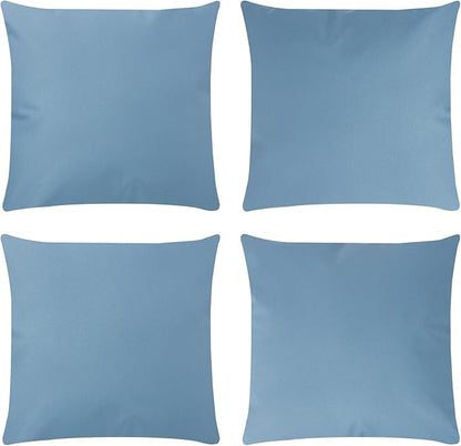 Covers & All Premium Square Throw Pillow Inserts with Covers Set of 4, 24 x 24 Inches Sky Blue, Decorative Cushions for Couch Sofa Home Decor Office Travel UV Resistant Waterproof Soft Cushions