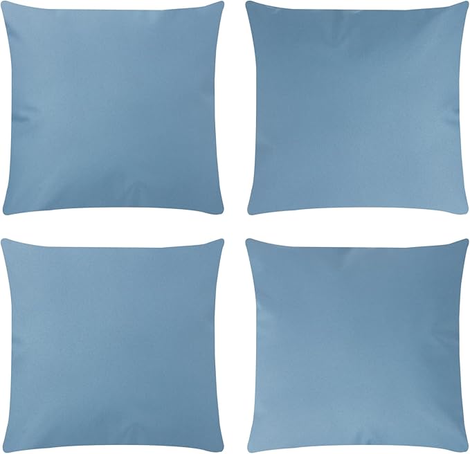Covers & All Premium Square Throw Pillow Inserts with Covers Set of 4, 18 x 18 Inches Sky Blue, Decorative Cushions for Couch Sofa Home Decor Office Travel UV Resistant Waterproof Soft Cushions