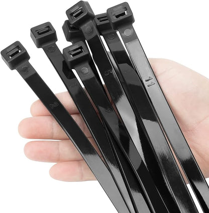 XINGO 12 inch Black Zip Ties Heavy Duty 100 PCS, 200 LBS Ultra Strong Plastic Wire Ties, Large Cable Ties Extra Long Tie Wraps, Indoor and Outdoor UV Resistant