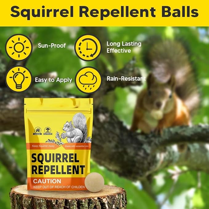 Squirrel Repellents 8Balls, Squirrel Repellent Outdoor, Mint Squirrel & Chipmunk Repellent, Peppermint Oil Repel Squirrel & Chipmunk in Gardens/Bird Feeders/Attic & Yard