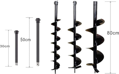 PROYAMA 54cc Post Hole Digger Gas Powered 2 Cycle Earth Auger, 5-Year Warranty Gear Box, 4 Drill Bits 4" 6" 8" 12" + Extension Rod 12" 20"
