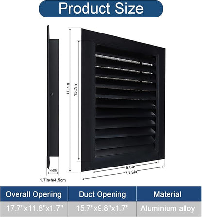 12"x18"Gable Vent - Removable Filter Screen Design, Perfect for Attic Vents and Sheds，Wall,Door, and Shipping Container,Vent Opening 10"x16", Optimal Roof Ventilatio