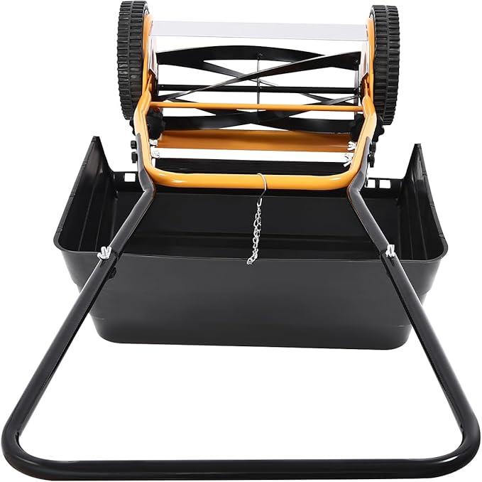 14-Inch Manual Push Reel Lawn Mower with Collection Bag, 5-Edged Blades, 14in Cutting Width, Walk-Behind Lawn Mower