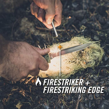 Gerber Gear Ultimate Survival Knife, Fixed Blade Knife with Combo Edge, includes Fire Starter Edge and Ferro Rod, Whistle, Sheath with Integrated Sharpener - Bushcraft, Hunting and Camping Tool