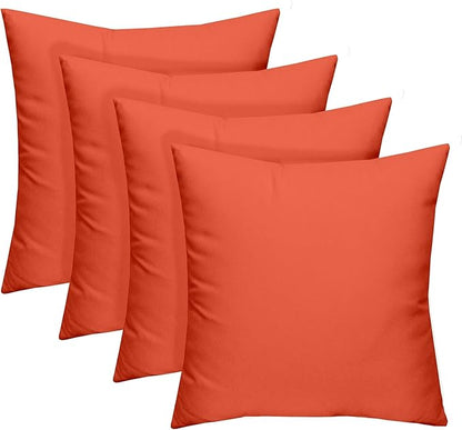 RSH DECOR: Square Throw Pillows Set of 4 | 17” x 17” | All-Weather Spun Fabric | Water and Fade-Resistant | Outdoor Accent Pillows for Patio Furniture | Coral