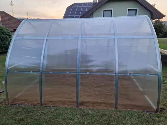 Classic Arch Polycarbonate Greenhouse Kit – 0.23" Twin-Wall Polycarbonate Panels, Heavy-Duty Galvanized Steel Frame, Expandable Outdoor Greenhouse for All Seasons (Clear, 3 x 4 m (12 m2))