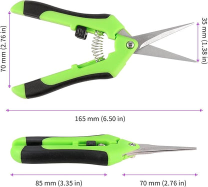 JEUIHAU 12 Pack 6.5 InchesPruning Shears Trimming Scissors, Gardening Hand Pruning Shears with Straight Tip Stainless Steel Blades, Micro Tip Pruning Snips for Trimming Garden Herb Plant Flower, Green