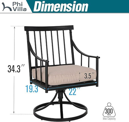 PHI VILLA Swivel Chairs Set of 2 Patio Dining Rocker Chair with Cushion Rocking Patio Furniture for Garden Backyard Bistro, Beige