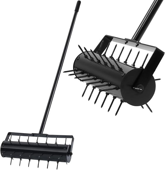 Rolling Lawn Aerator, 42 Spikes Pre-Assembled, Heavy Duty Grass Aerator Tool with Adjustable Handle, Push Grass Aerator for Lawn Care and Healthy Growth