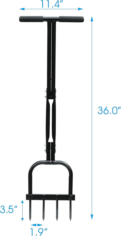 Gardzen Spike Aeration, Heavy Duty Aerator for Compacted Soils and Lawns, 35" x 11", Black