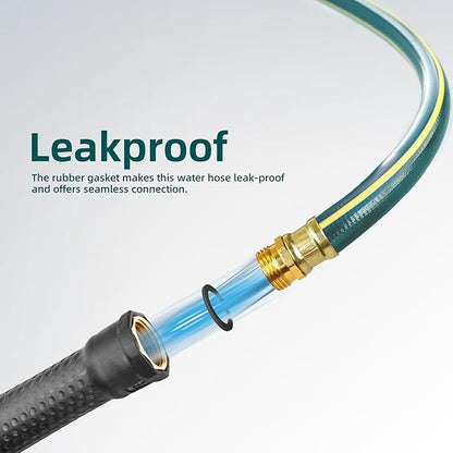 Solution4Patio Long Leader Green Garden Hose 3/4 in. x 100 ft. -Kink Free, Leakproof, Brass/Aluminum Male/Female Fittings -Heavy Duty Durable Flexible Lightweight Water Pipe for Household & Commercial