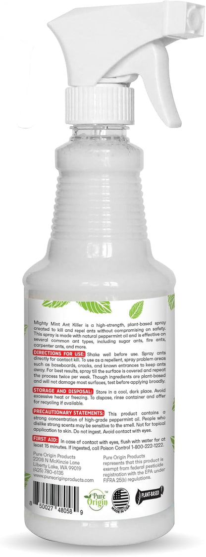 Mighty Mint Peppermint Oil Ant Killer Spray – Natural Ant Repellent for Indoor & Outdoor Use – Plant-Based Insect & Pest Control – 16 oz