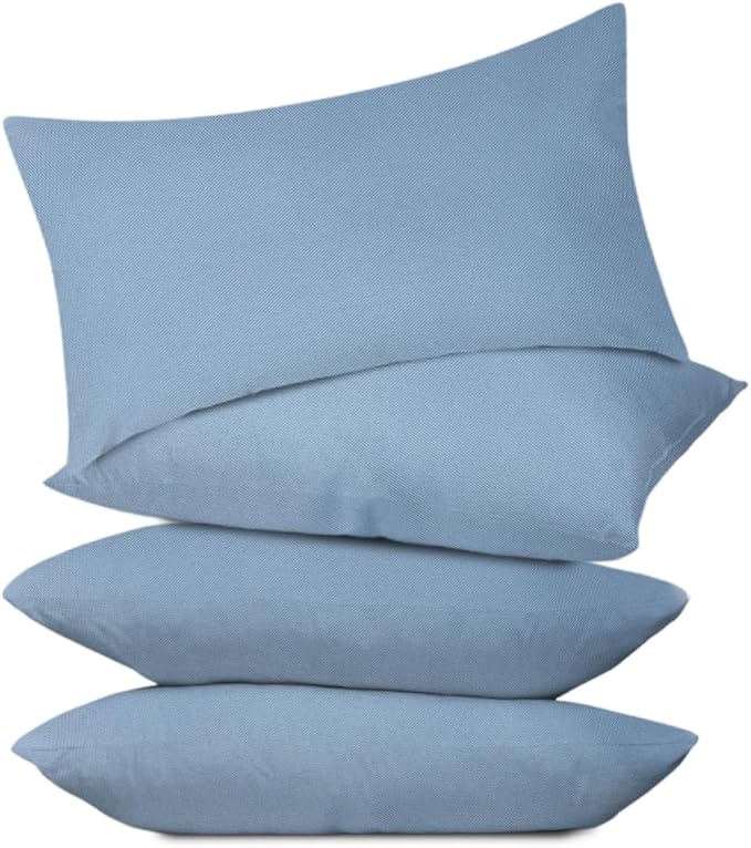 Covers & All Premium Square Throw Pillow Inserts with Covers Set of 4, 12 x 20 Inches Sky Blue, Decorative Cushions for Couch Sofa Home Decor Office Travel UV Resistant Waterproof Soft Cushions