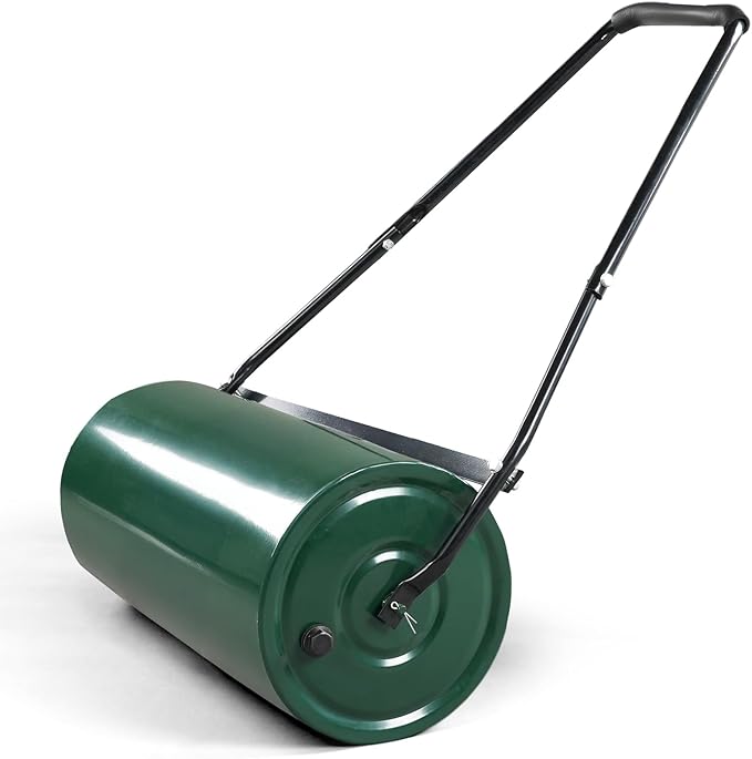 Outvita Lawn Roller, 13 Gallons Water and Sand Filled Garden Drum Roller with U Shaped Handle Tow beind Sod Roller for Planting, Seeding(Green ＆ Black)