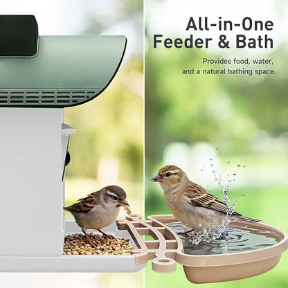 ChirpingPal™ Bird Feeder with Camera (Sage Green & White)