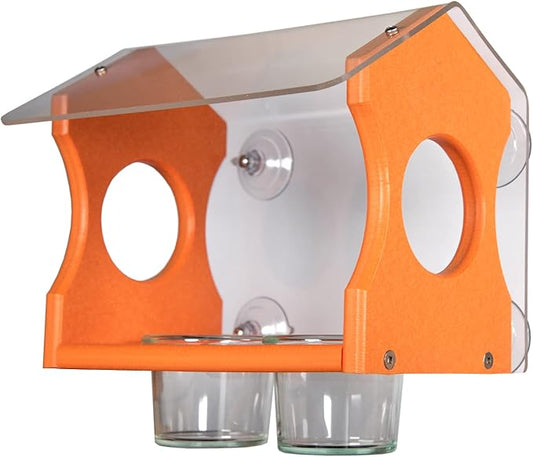 JCs Wildlife Recycled Poly Lumber Window Oriole Jelly Bird Feeder - Transparent Back - Made in The USA - Grape Jelly Bird Feeder