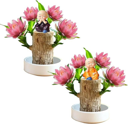 Brazilian Lucky Wood Kit with Monk, Grow Your Own Luck,Easy to Maintain Mini Brazil Woods for Indoor/Outdoor, Bedroom, Kitchen, Office Desk, Garden and Other Decorations (2D)