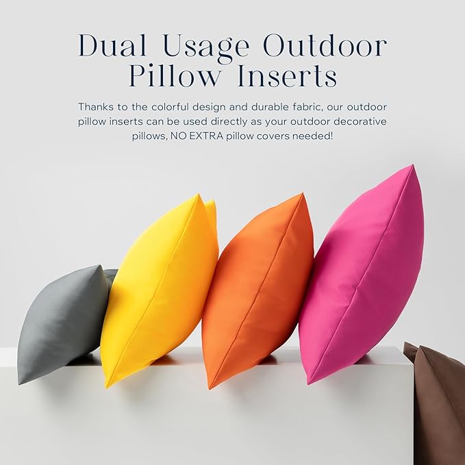 Phantoscope Pack of 4 Premium Dual Usage Outdoor Pillow Inserts, Waterproof Throw Pillows No Cover Needed, Colorful Decorative Couch Sham Cushion Stuffer Patio Couch Tent, Yellow 18 x 18 Inches