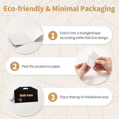 Upgraded Moth Traps, Double Potent Pantry & Clothes Traps with Pheromones Prime, No Toxic & Odorless Meal Moth Trap, Organic Sticky Moths Balls Repellent with Lure for Closet, Kitchens -12Pack