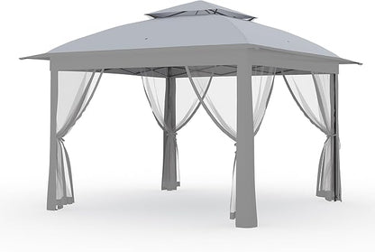 11x11 Pop Up Instant Gazebo Tent for Backyard, With Portable Carrying Bag, Outdoor Canopy Gazebos Waterproof With Mosquito Netting
