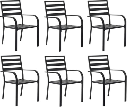 Outdoor Dining Chairs Set of 6, Aluminum Frame Stackable Patio Dining Chairs with Armrest, Wrought Iron Patio Bistro Chairs for Lawn, Backyard, Garden, Porch