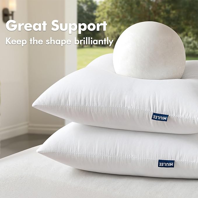 MIULEE 12x18 Pillow Insert Throw Pillow Insert, Outdoor Pillows Water-Resistant Premium Outdoor Pillow Stuffer Sham Lumbar for Couch Sofa Patio Furniture Cushion Porch Swing