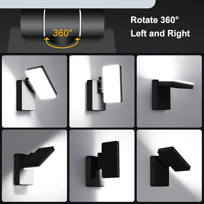 60W LED Flood Light Outdoor Wall Pack 5000K 360° Rotatable Head IP65 Waterproof 6000LM 85V-277V Commercial Flood Security Wall Mount Porch Lights for Indoor,Garage,Yard,Barn,Bedroom