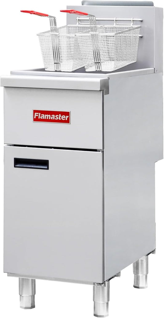 Commercial Open Pot Fryer with 2 Baskets, 100000 BTU 40-50 Lbs Oil Capacity Liquefied Gas Fryer (Propane), Only Commercial Use Deep Fryer for Restaurants, Food Trucks-Floor Standing