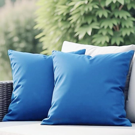 18" x 18" Throw Pillows, Outdoor Waterproof Pillows with Inserts, Square Decorative Pillows for Patio Furniture Garden Couch Sofa Home(Navy Blue, Set of 2)