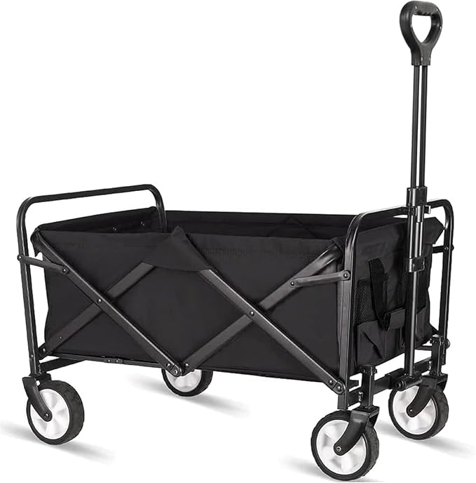 Beach Cart Large Capacity, Heavy Duty Folding Wagon Portable, Collapsible Wagon for Sports, Shopping, Camping Collapsible Foldable cart(220 LBS Capacity)