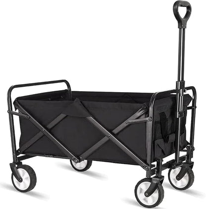 Beach Cart Large Capacity, Heavy Duty Folding Wagon Portable, Collapsible Wagon for Sports, Shopping, Camping Collapsible Foldable cart(220 LBS Capacity)